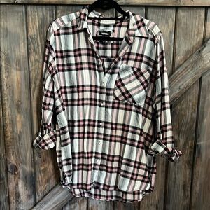 Express Black and Pink Plaid Shirt